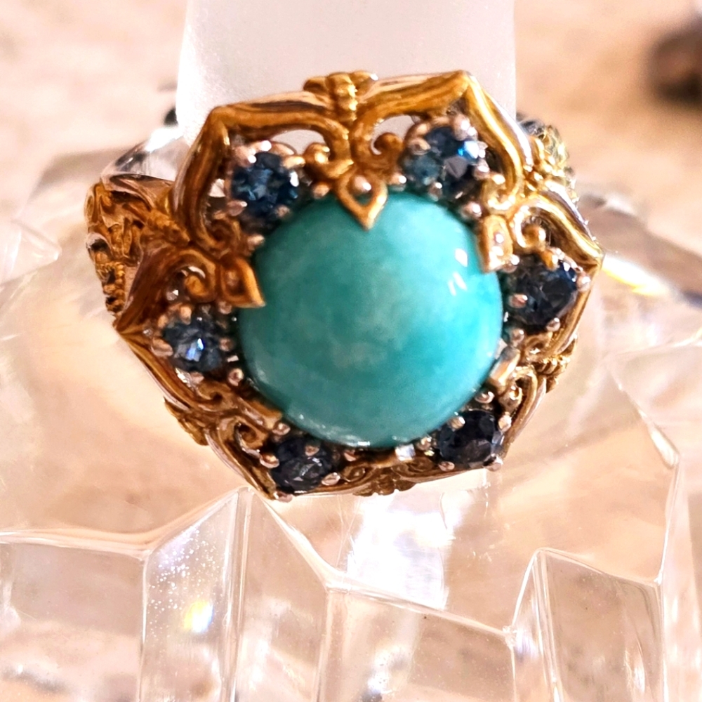 Sterling Silver & 18k Gold Plate Ring Marked HN by dedigner Michael Valitutti.